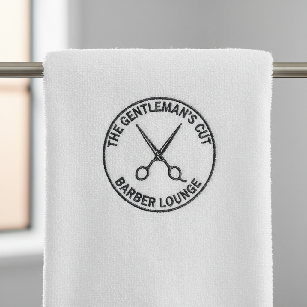 Beyaz Baskılı Berber Havlusu