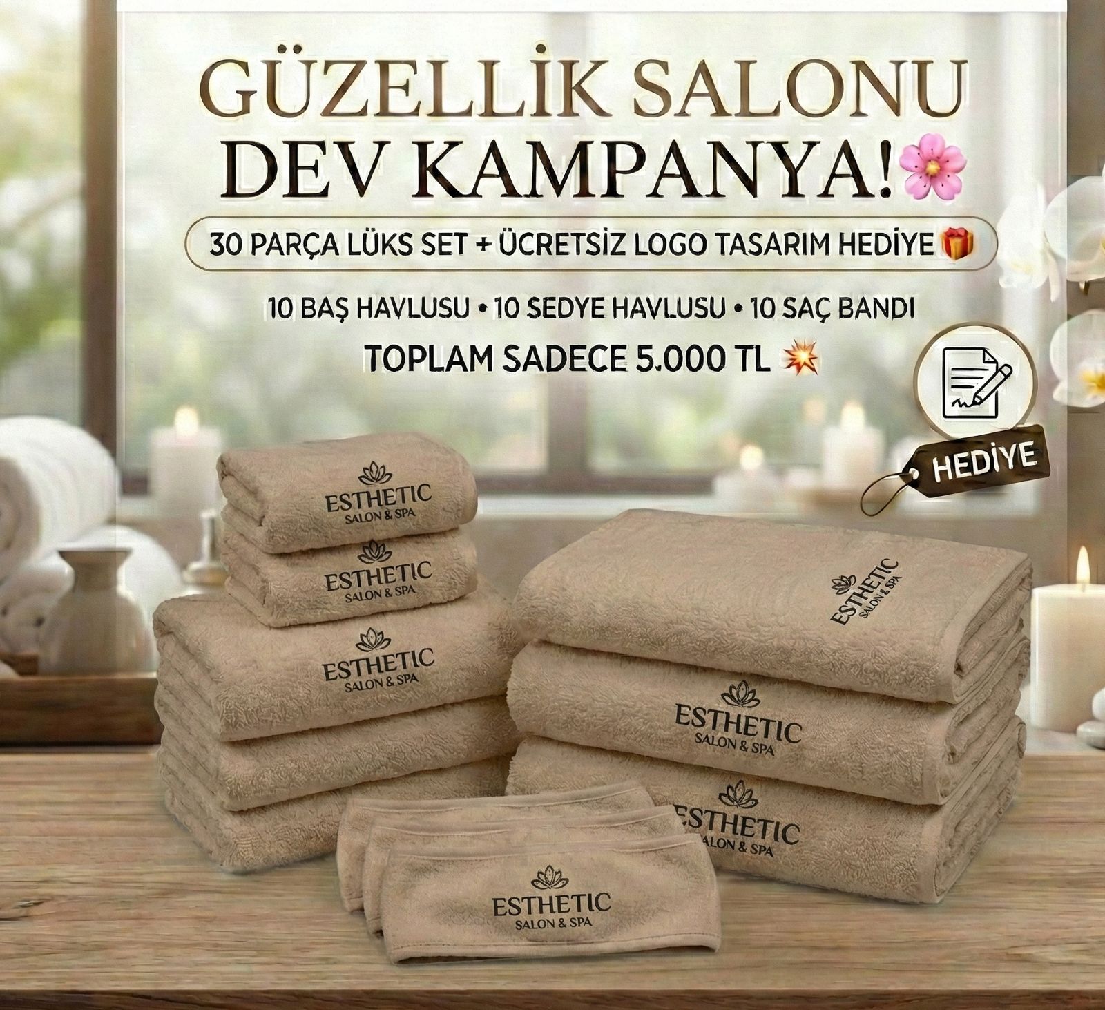 Havlu Setinde Kampanya - Logo Nakışlı 30 Parça Set