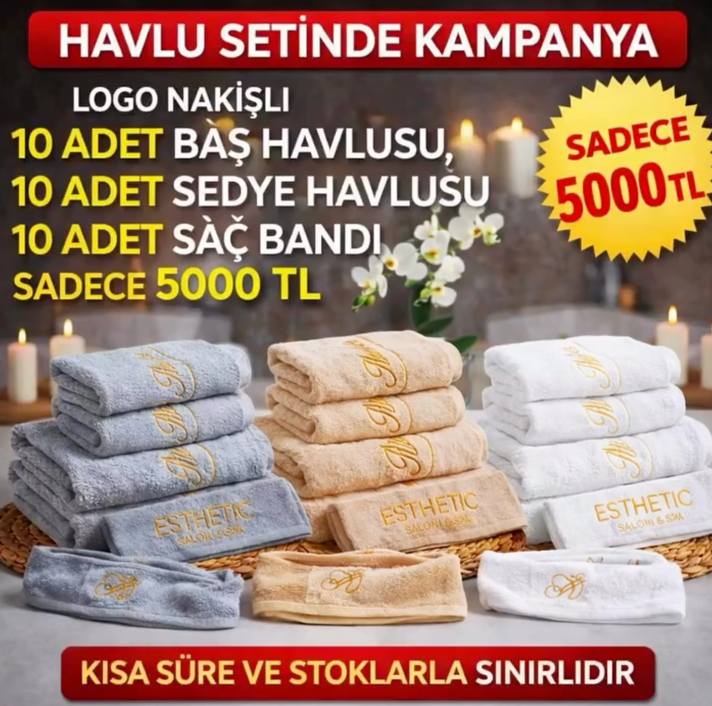 Havlu Setinde Kampanya - Logo Nakışlı 30 Parça Set