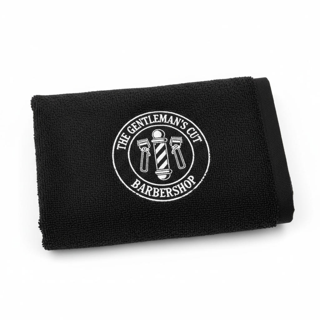 Siyah Baskılı Berber Havlusu